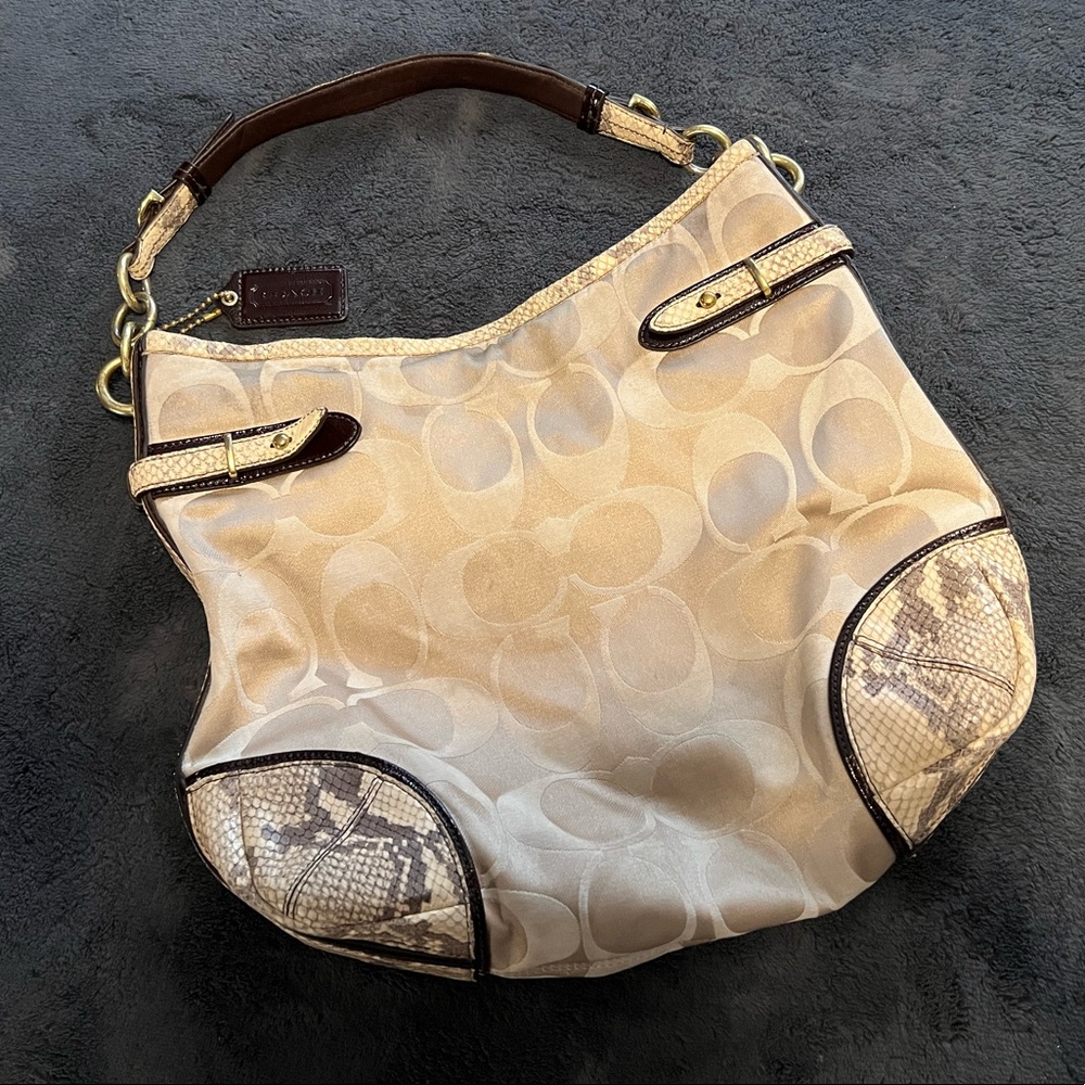 Great Authentic Coach Colette Python Beige Large … - image 2